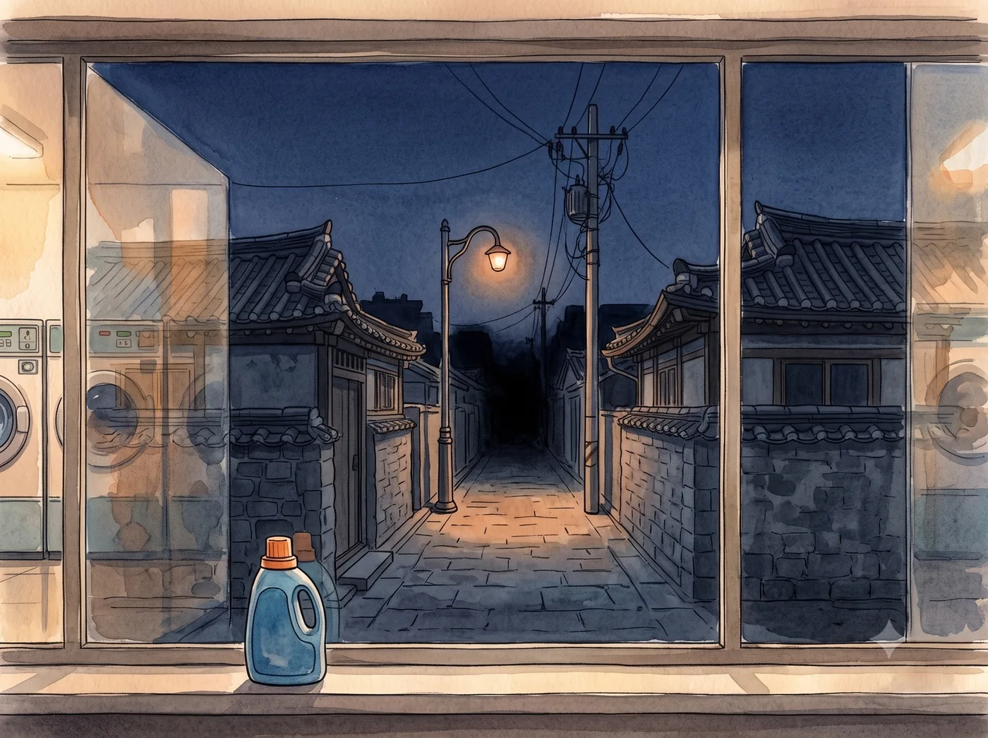 창밖의 새벽 골목